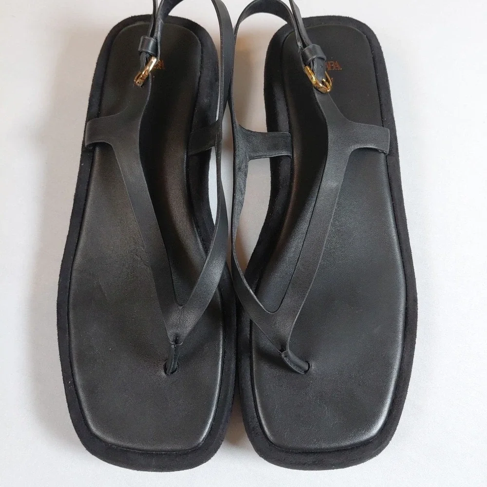 Zara Black Platform T-strap Sandals - Picture 2 of 8